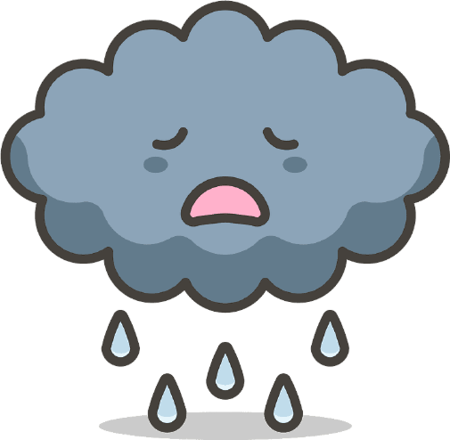 A picture of a sad and rainy cloud